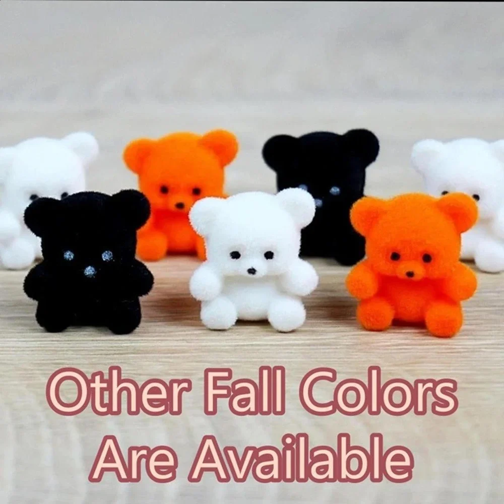 Miniature Flocked White Teddy Bears - 1